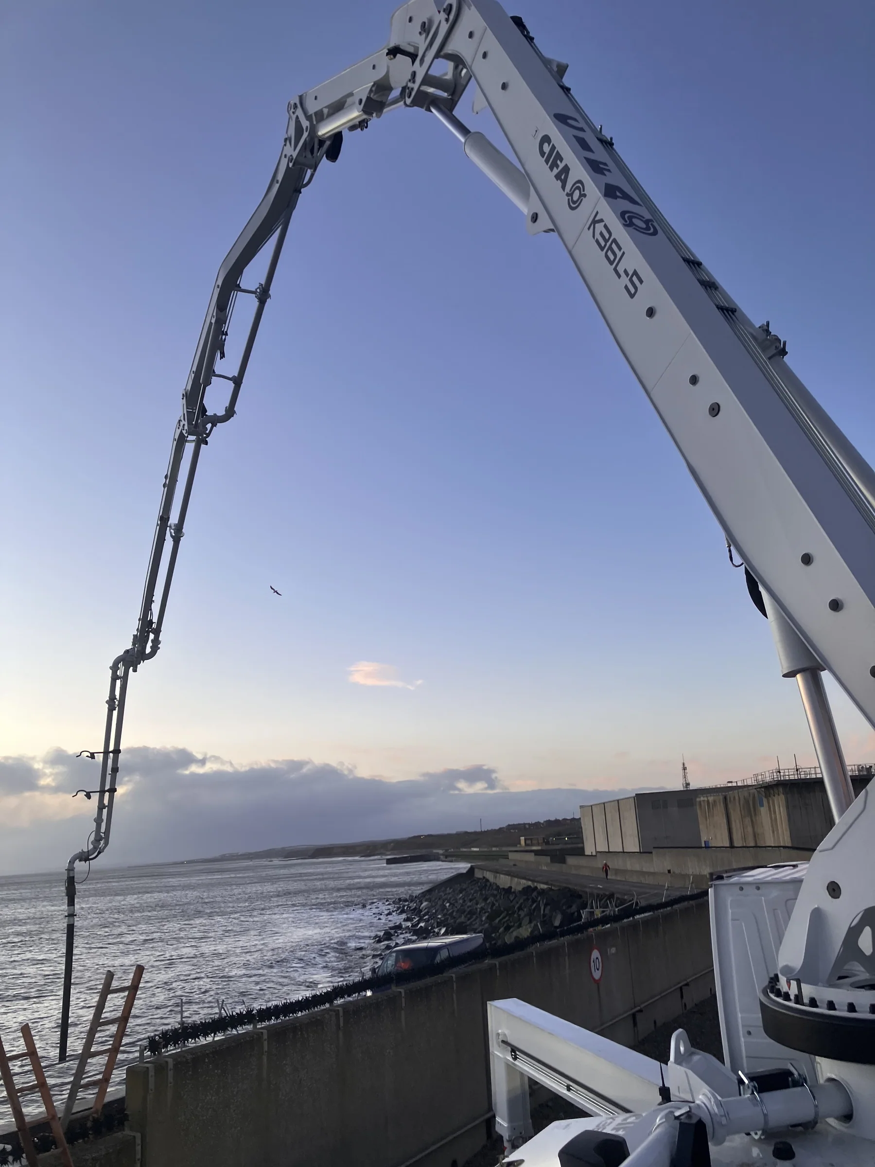 CIFA five-section concrete boom positioned above the coastal defences at Port of Sunderland
